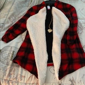 Jacket, tank top, and attached necklace